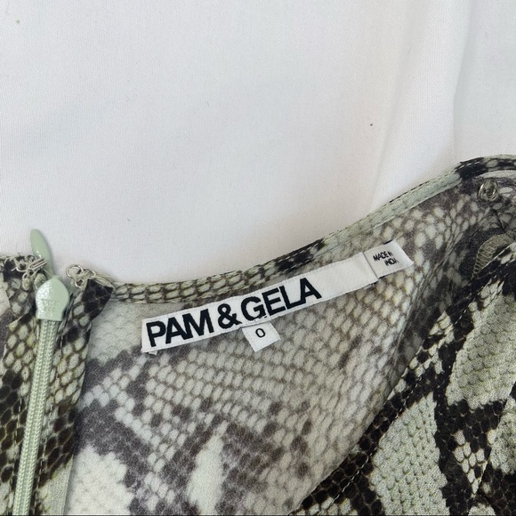 Pam & Gela Python Snake Print Flutter Sleeve Georgette Sheer Animal Mini Dress 0 - Picture 6 of 10